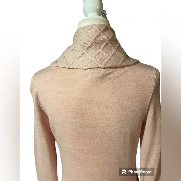 Susan Bristol 100% Merino Wool Light Pink Cowl Neck Sweater Size Medium - Picture 12 of 14